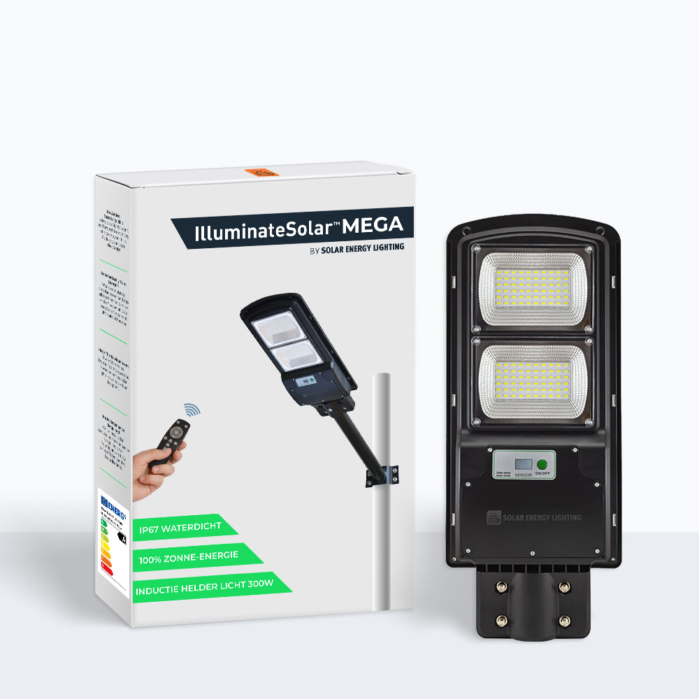 IlluminateSolarMega- 300W/6000 Lumen Zonnestraatverlichting (Opruimingsverkoop)