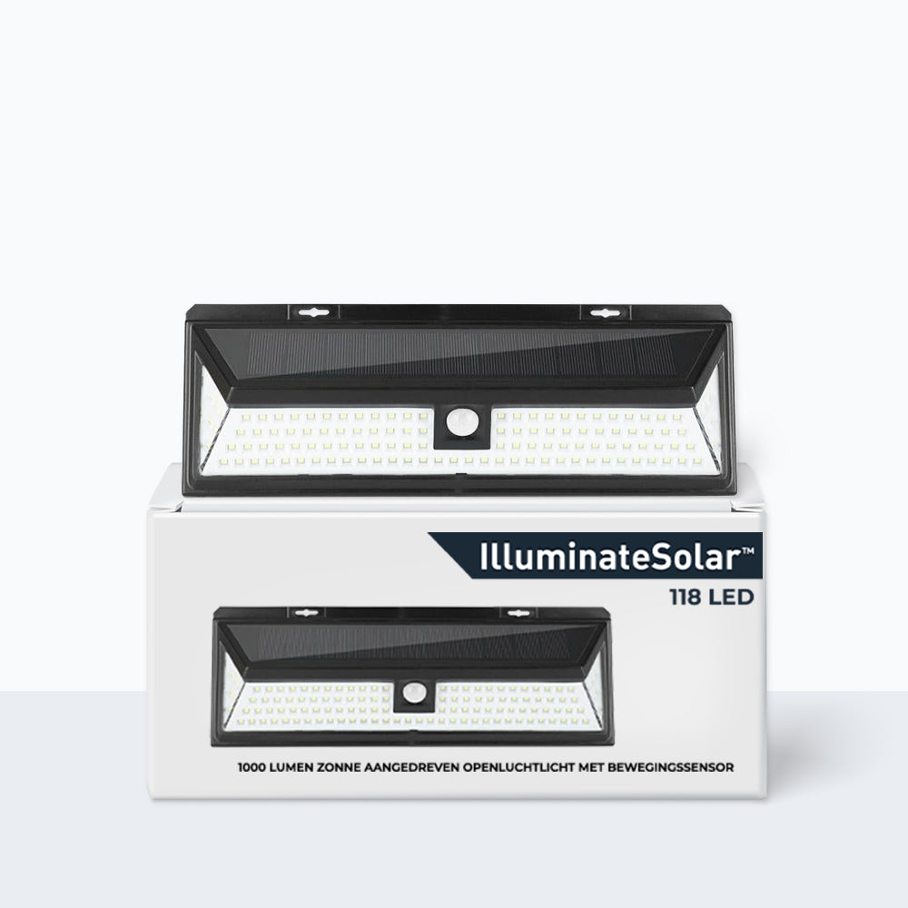 118 LED Solar Wandlamp voor de Schutting – 1000 Lumen Helderheid