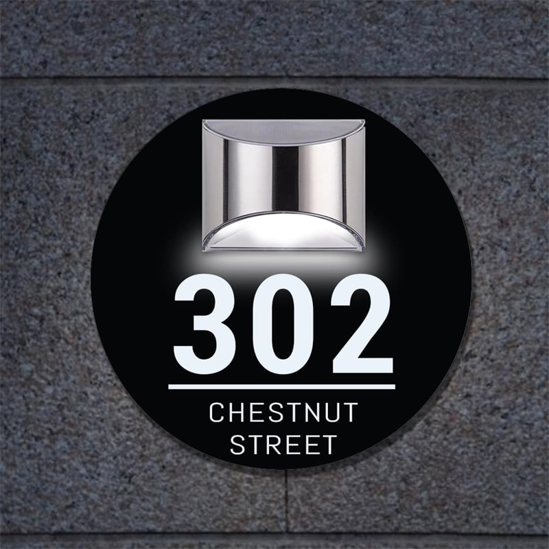 Ronde Persoonlijke Zonne-energie Huisnummerplaat