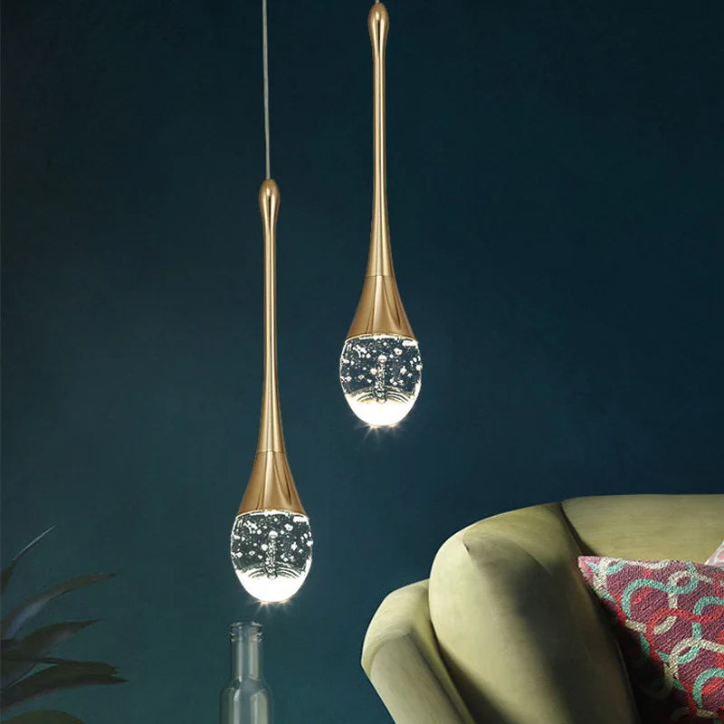 GoldenBubble – Moderne LED Hanglamp met Kristaldruppels