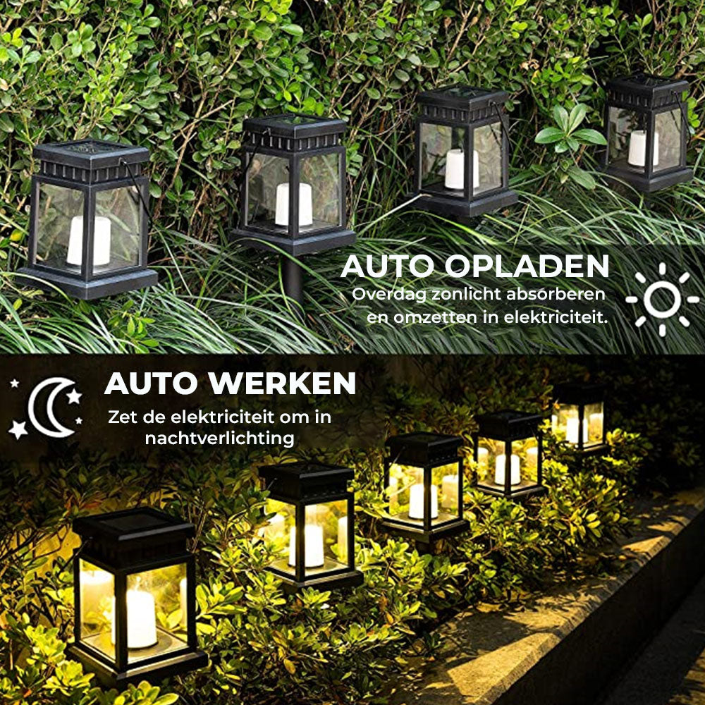 Hangende Solar Tuinlantaarn – LED Buitenlamp op Zonne-energie, Waterdicht Design