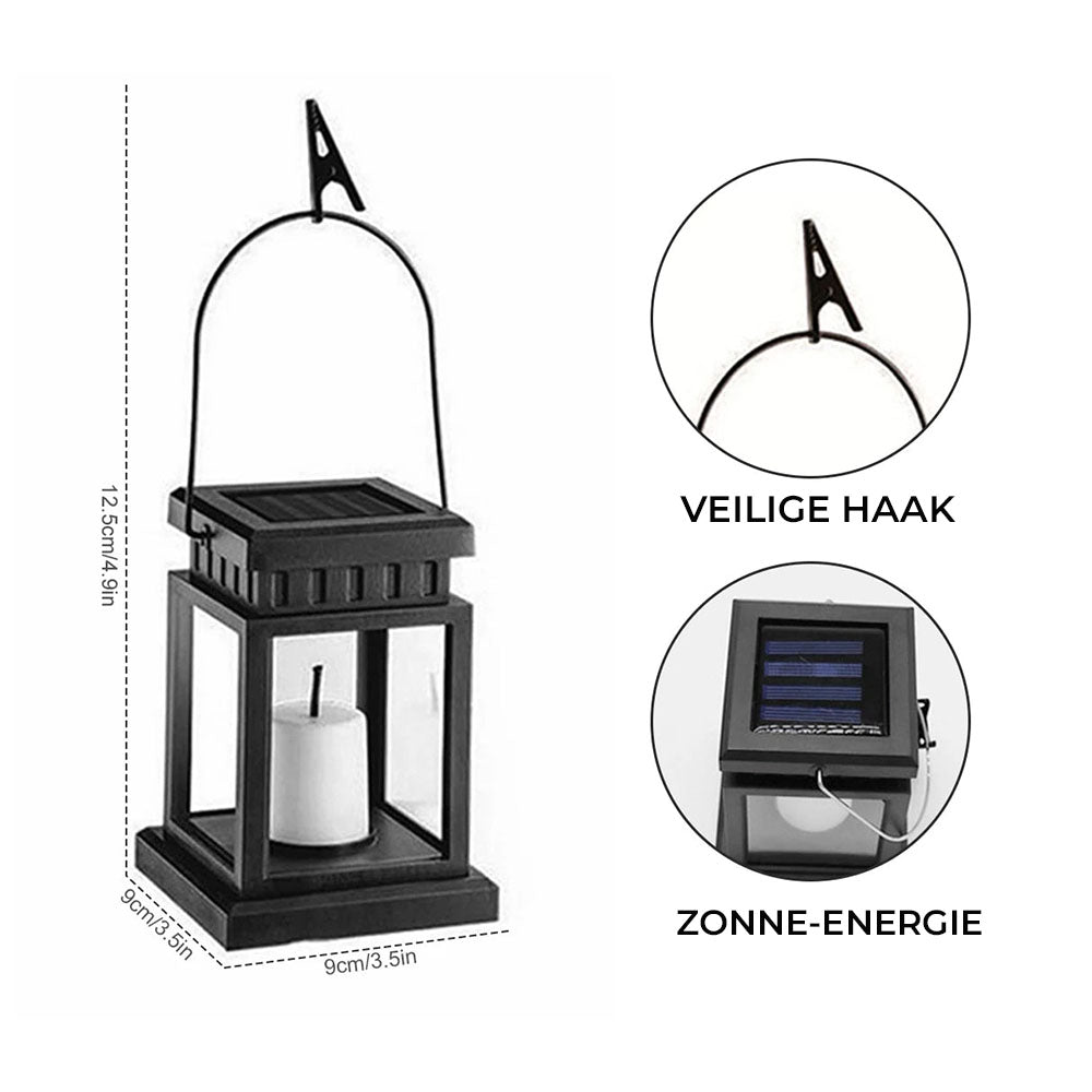 Hangende Solar Tuinlantaarn – LED Buitenlamp op Zonne-energie, Waterdicht Design
