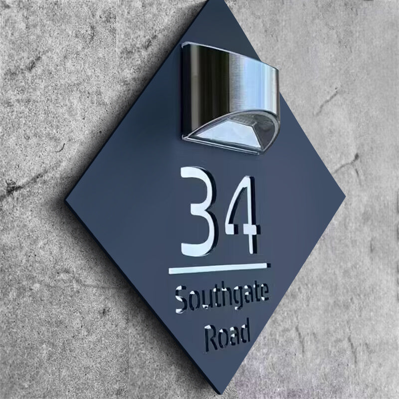 Gepersonaliseerd Diamantvormig Solar Huisnaambord