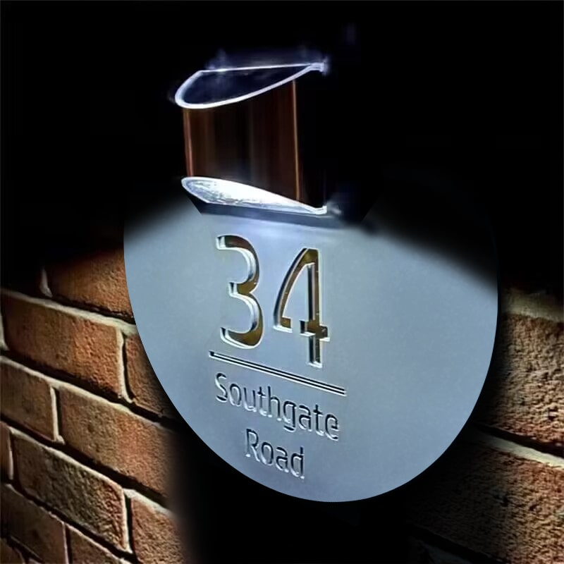 Gepersonaliseerd Circulair Solar Huisnaambord met Lasergravure