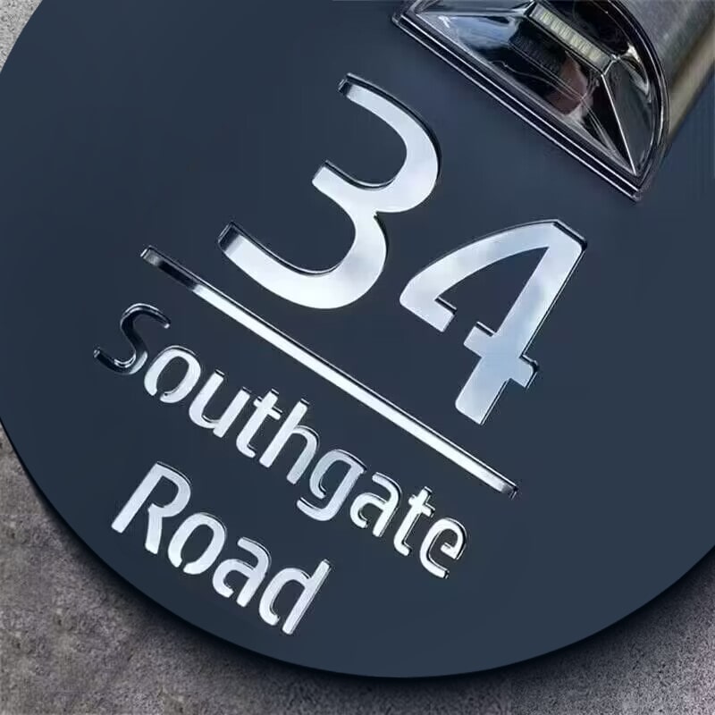 Gepersonaliseerd Circulair Solar Huisnaambord met Lasergravure