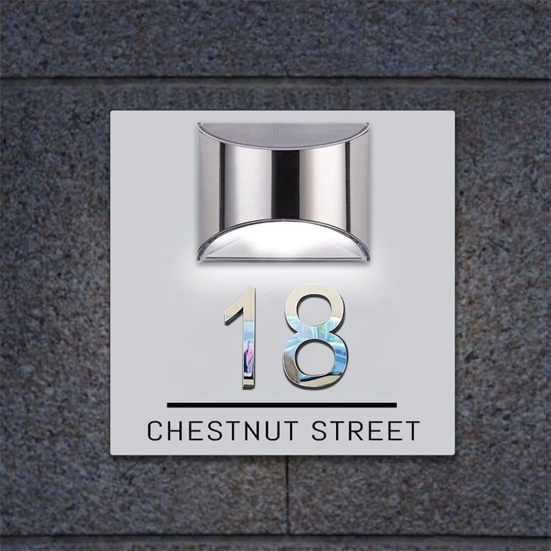 Persoonlijke Rechthoekige Zonne-energie 3D-Huisnummerplaat