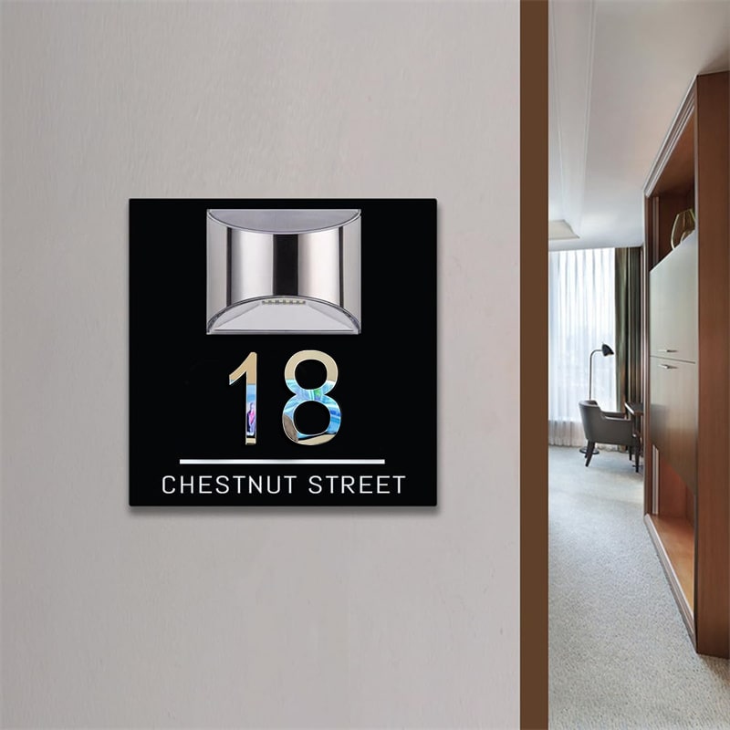 Persoonlijke Rechthoekige Zonne-energie 3D-Huisnummerplaat