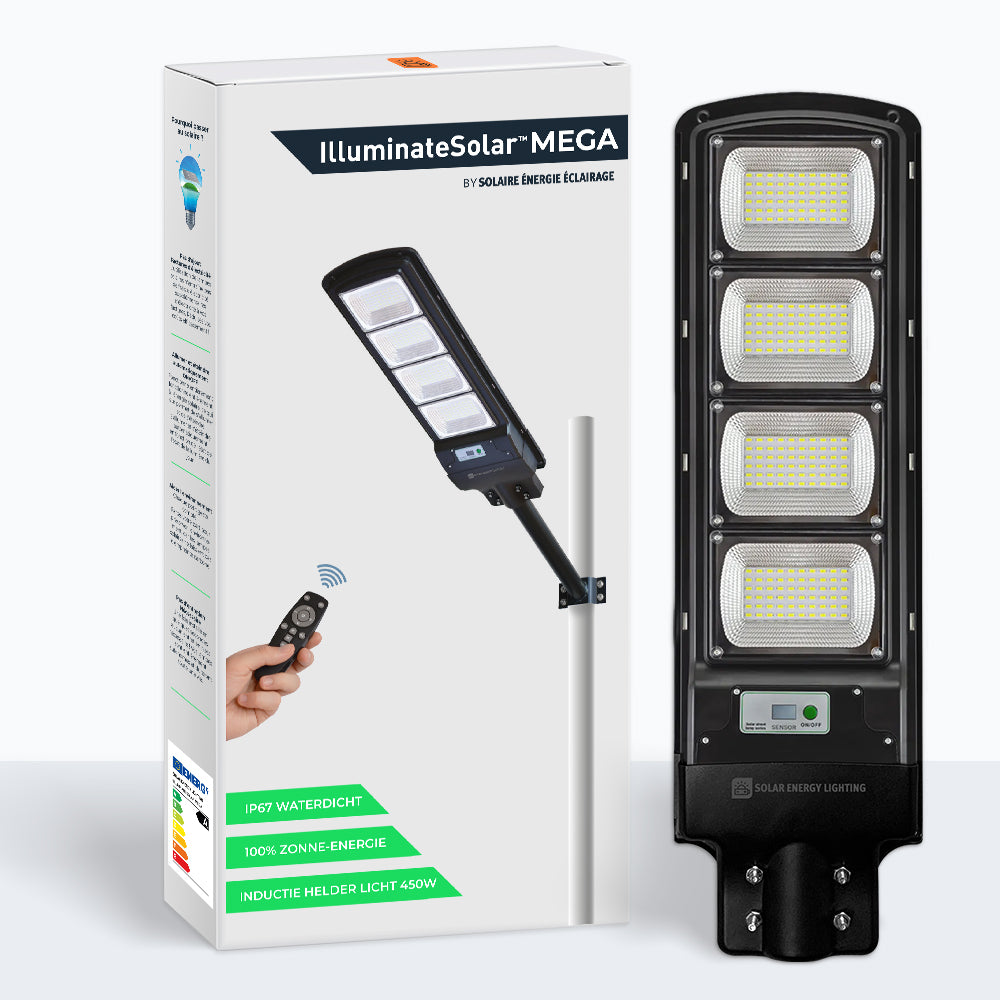 IlluminateSolarMega- 450W/6500 Lumen Zonnestraatverlichting (Opruimingsverkoop)