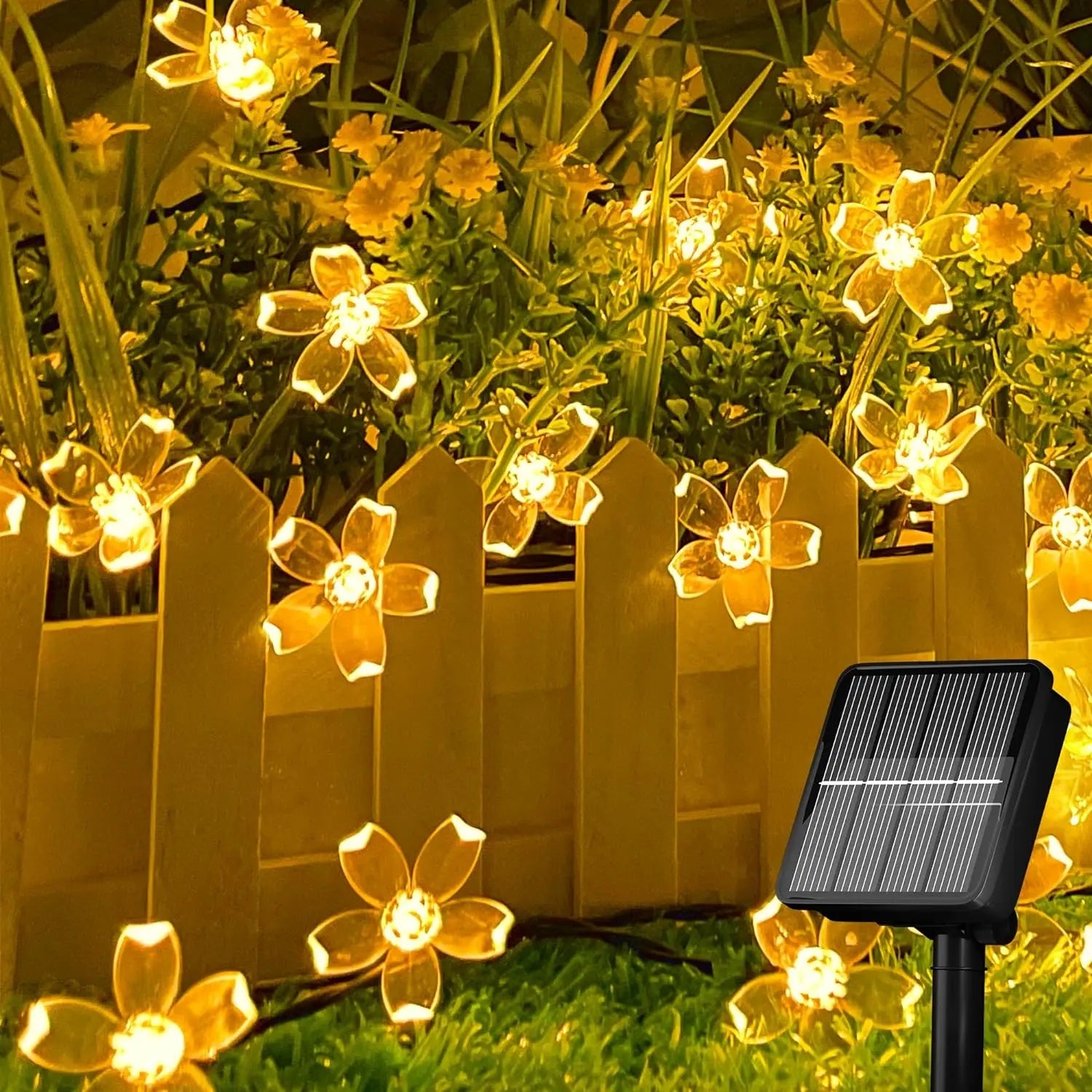 BlossomGlow Solar Sakura Lichtsnoer – LED Bloemenverlichting voor Buiten & Feestdagen