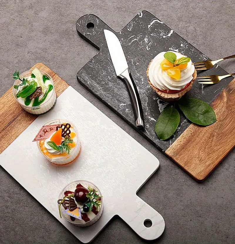 Dubbelzijdige Acaciahouten & Marmeren Snijplank