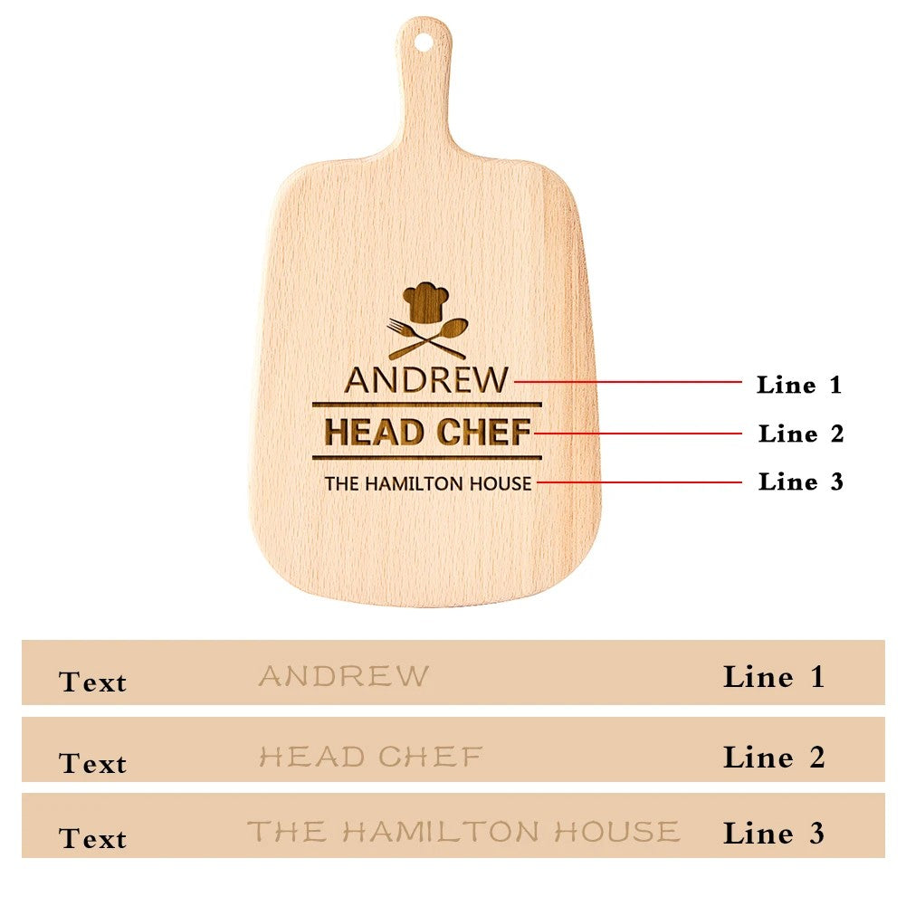 Hoofdchef Gepersonaliseerde Snijplank – Gepersonaliseerd Naam Keuken Cadeau
