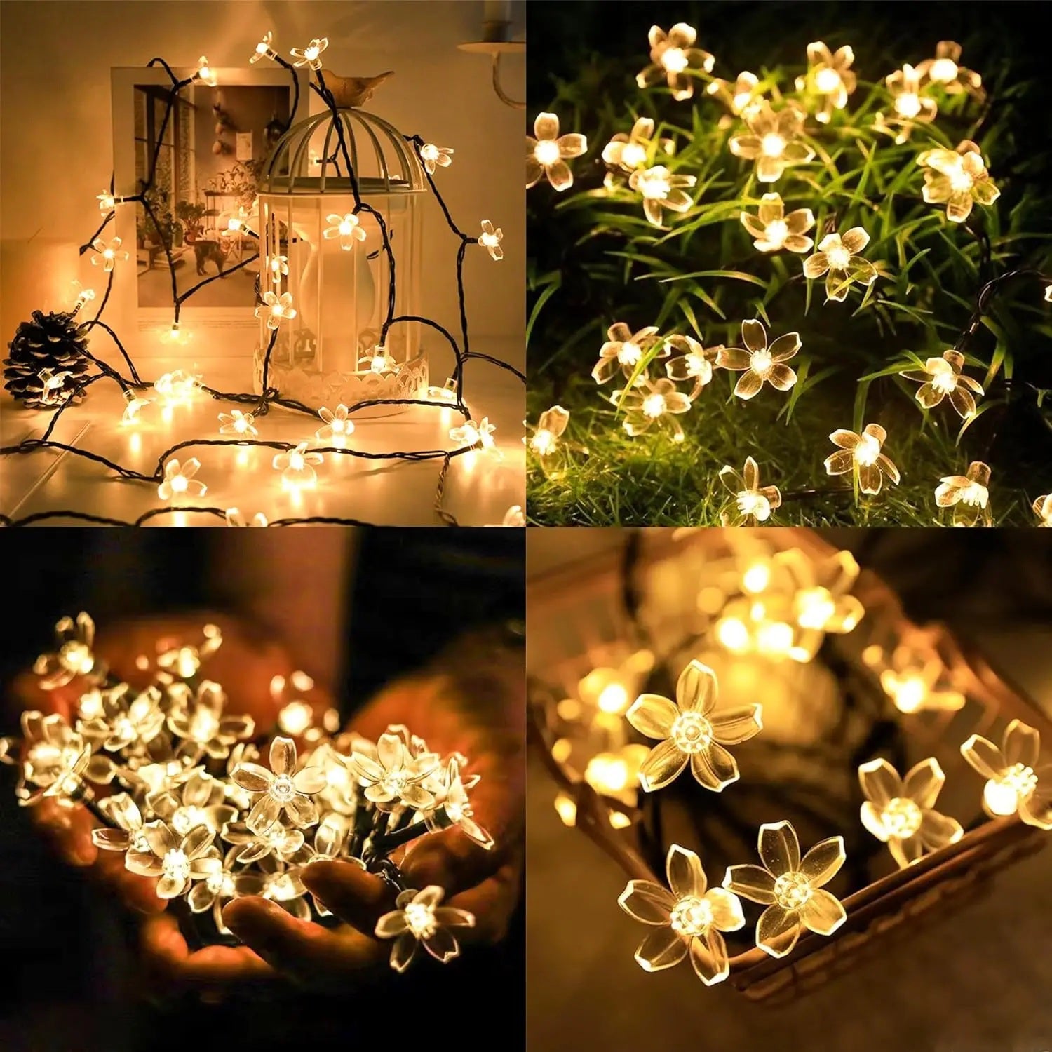 BlossomGlow Solar Sakura Lichtsnoer – LED Bloemenverlichting voor Buiten & Feestdagen