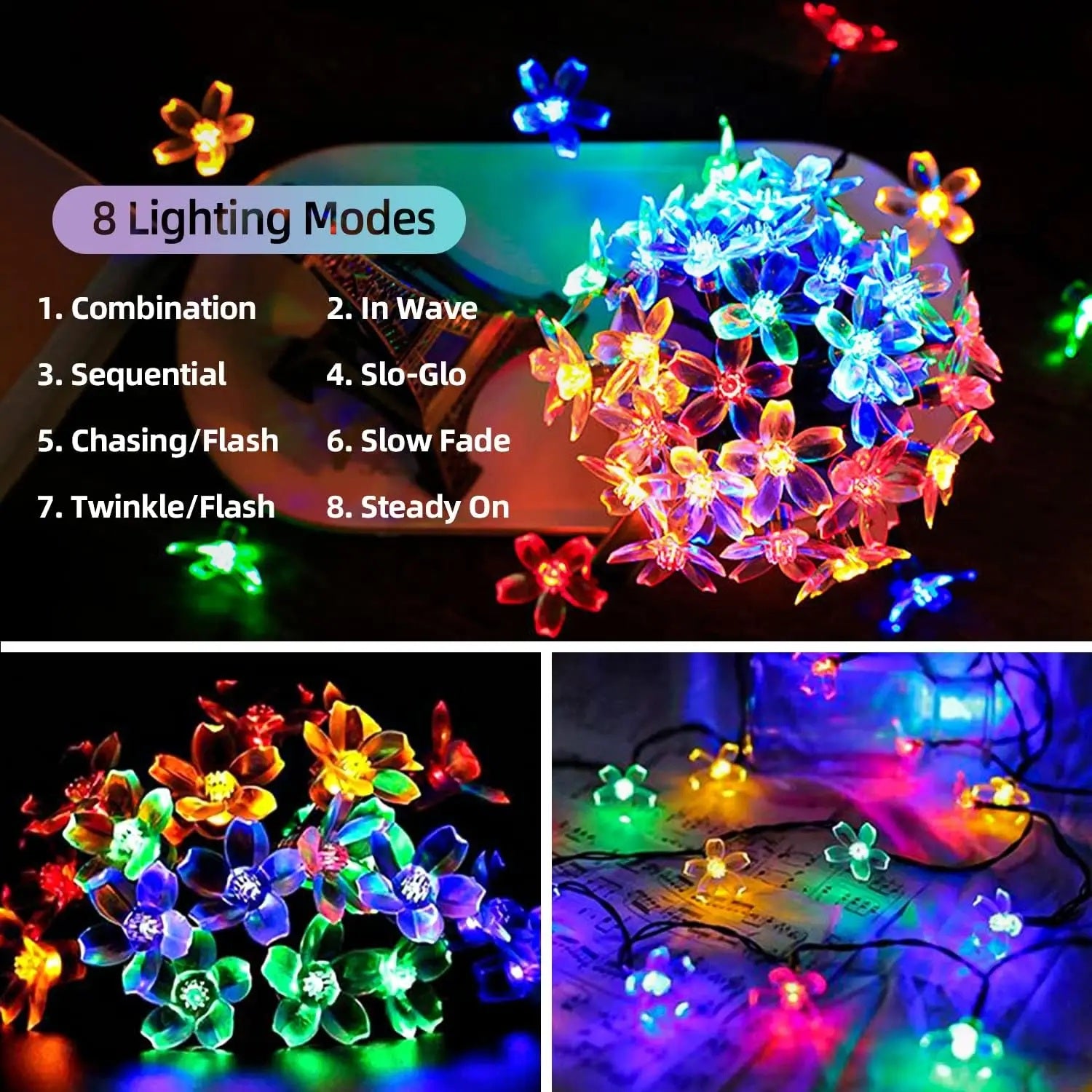 BlossomGlow Solar Sakura Lichtsnoer – LED Bloemenverlichting voor Buiten & Feestdagen