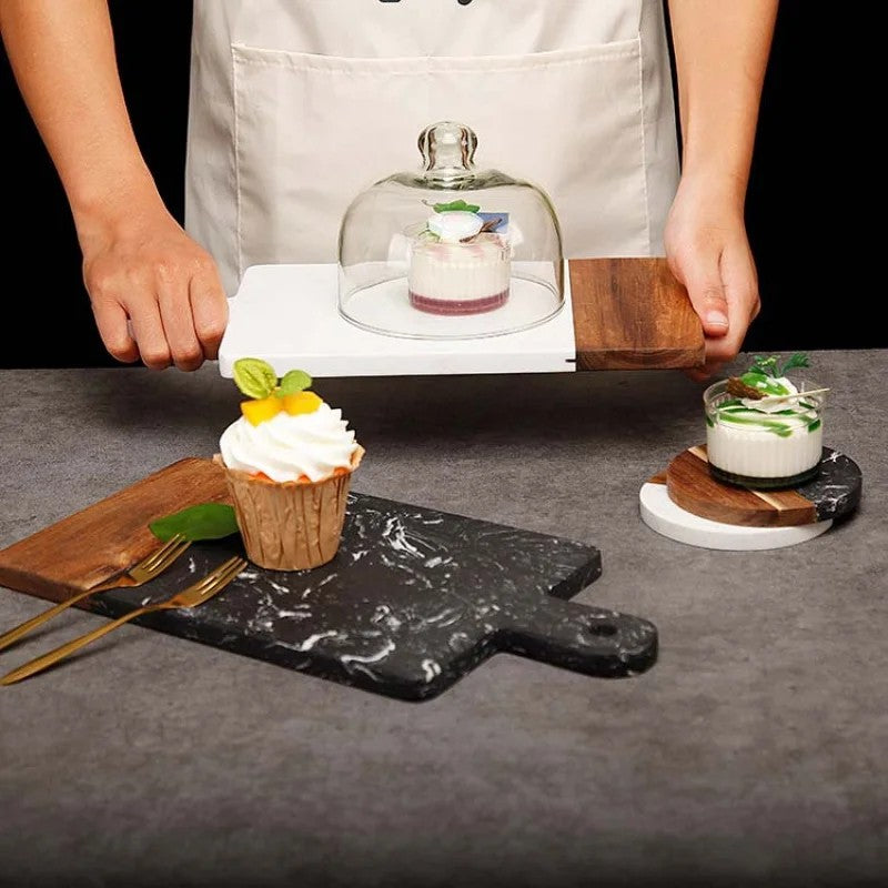 Dubbelzijdige Acaciahouten & Marmeren Snijplank