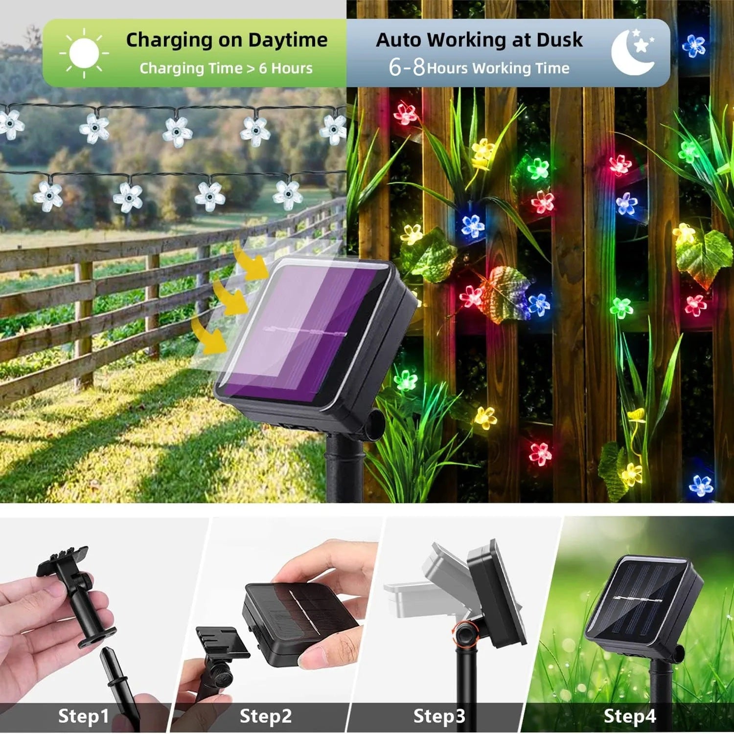 BlossomGlow Solar Sakura Lichtsnoer – LED Bloemenverlichting voor Buiten & Feestdagen