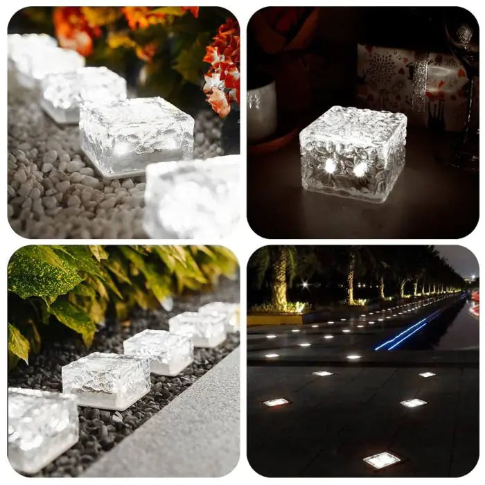 LumiBrick – Zonne-Glasbloklampen voor Tuin & Pad (Set van 4)