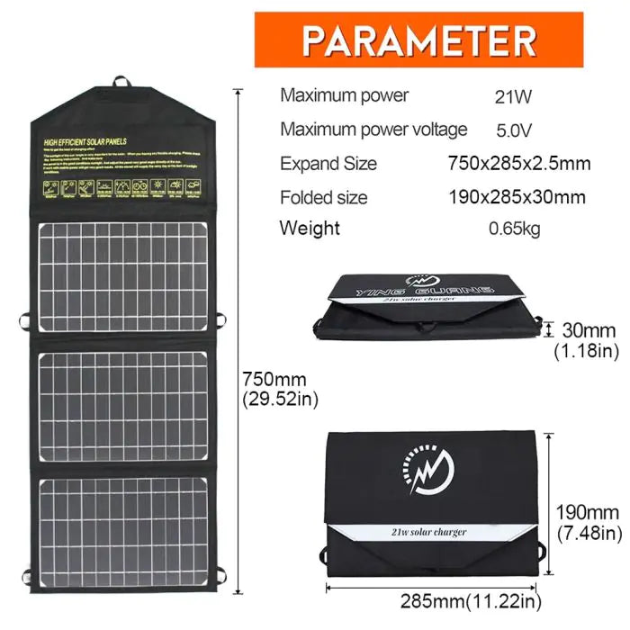 SunPort 21 – Opvouwbare Zonne-oplader USB