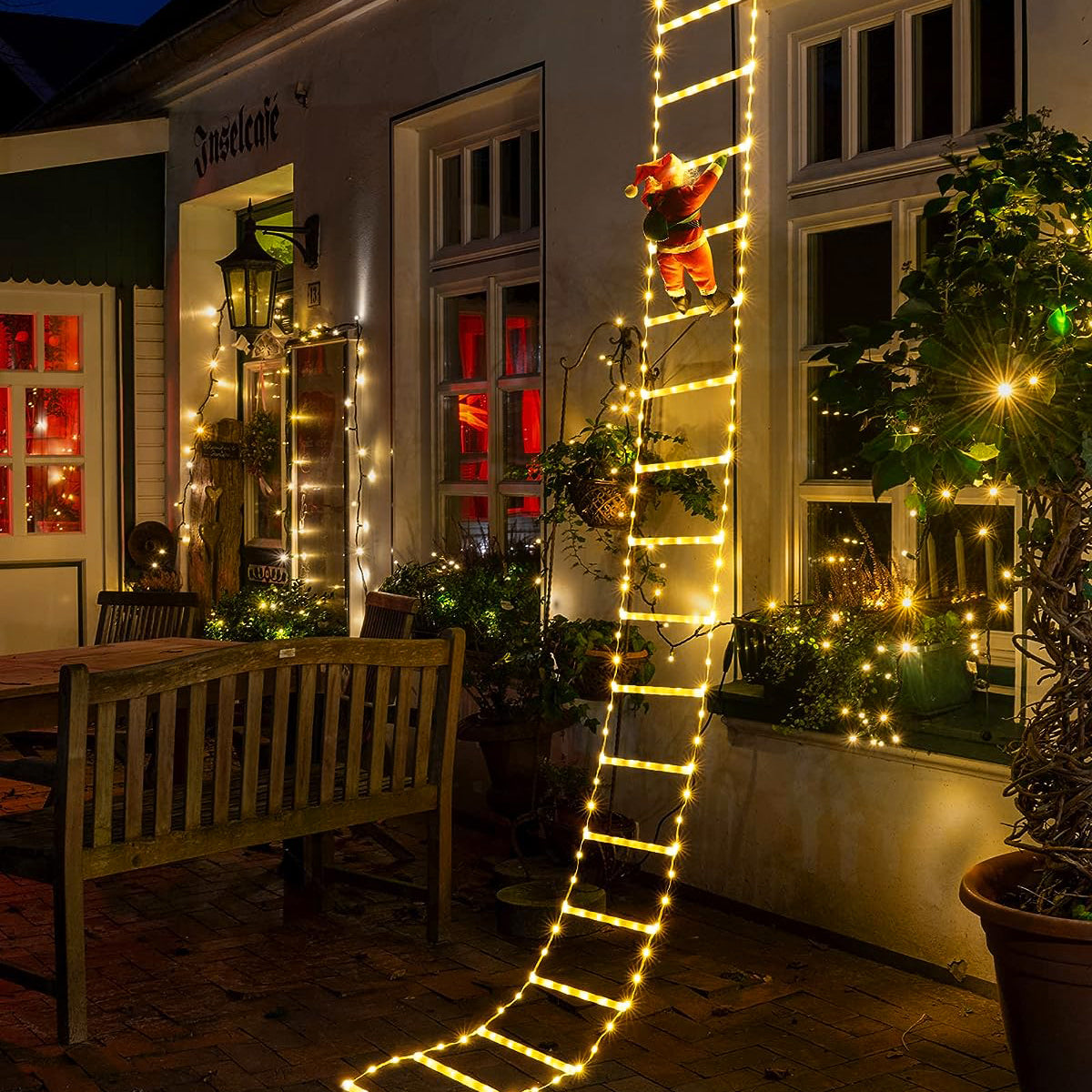 3M Kerstman die ladder beklimt kerstdecoratie