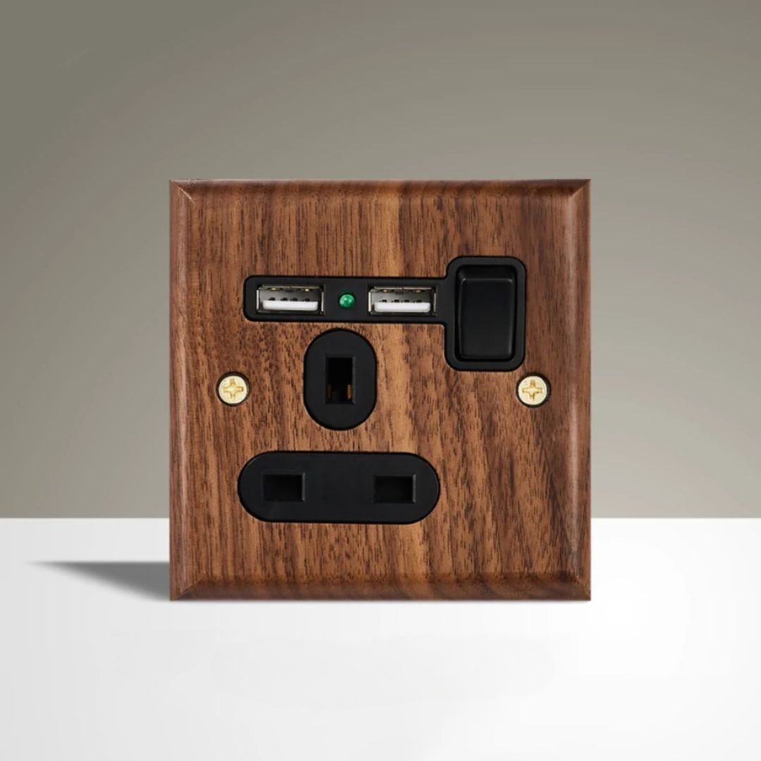 Vintage Wooden Wall Socket