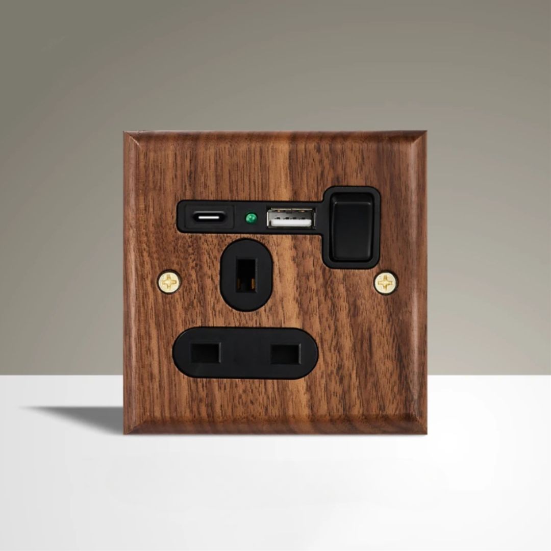 Vintage Wooden Wall Socket