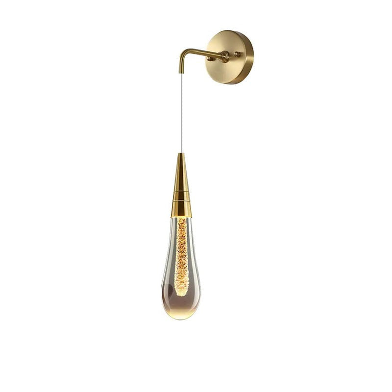 GoldenDrop™ – Luxe wandlamp met kristallen druppelvorm voor slaapkamer of woonkamer