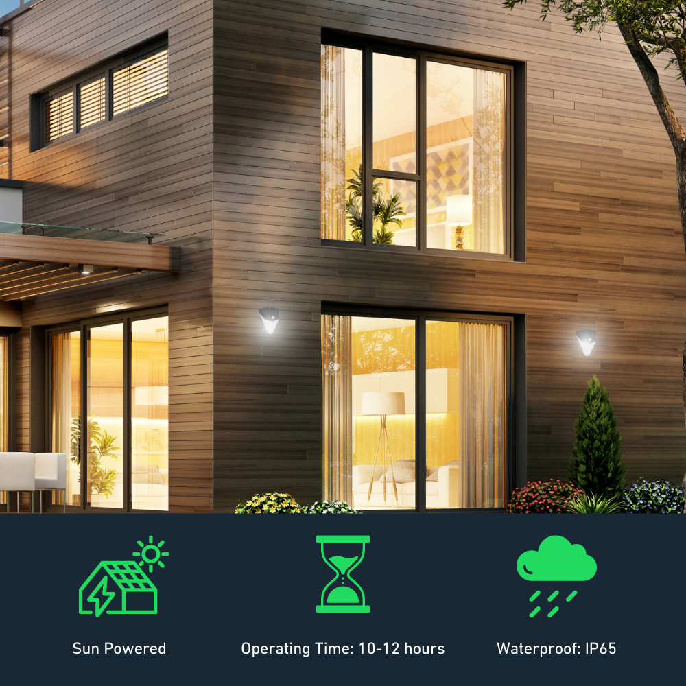SolarLuxe - Solar Security Lights with 230° Illumination Angle