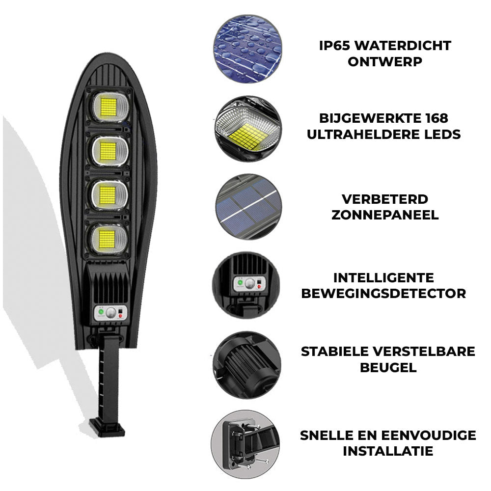 IllumaWallSolar Dragon™- 600W buitenlamp op zonne-energie met bewegingsdetectie