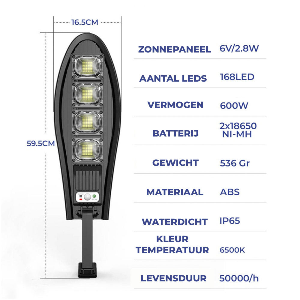 IllumaWallSolar Dragon™- 600W buitenlamp op zonne-energie met bewegingsdetectie