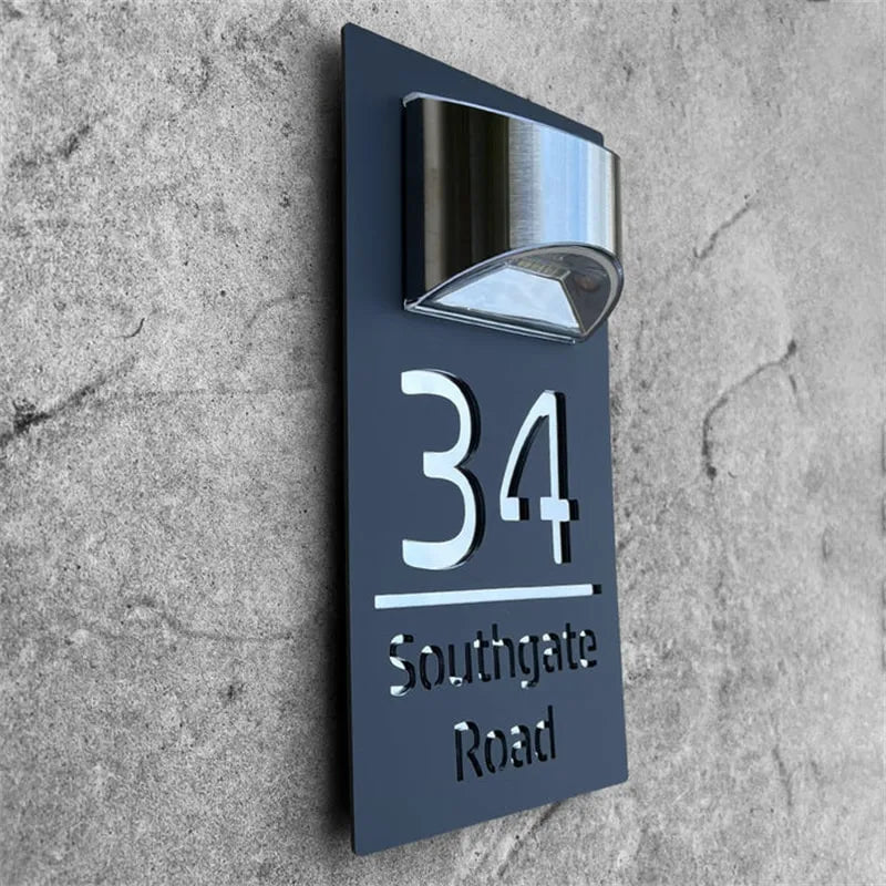 Personalized Engraved LED Solar House Number