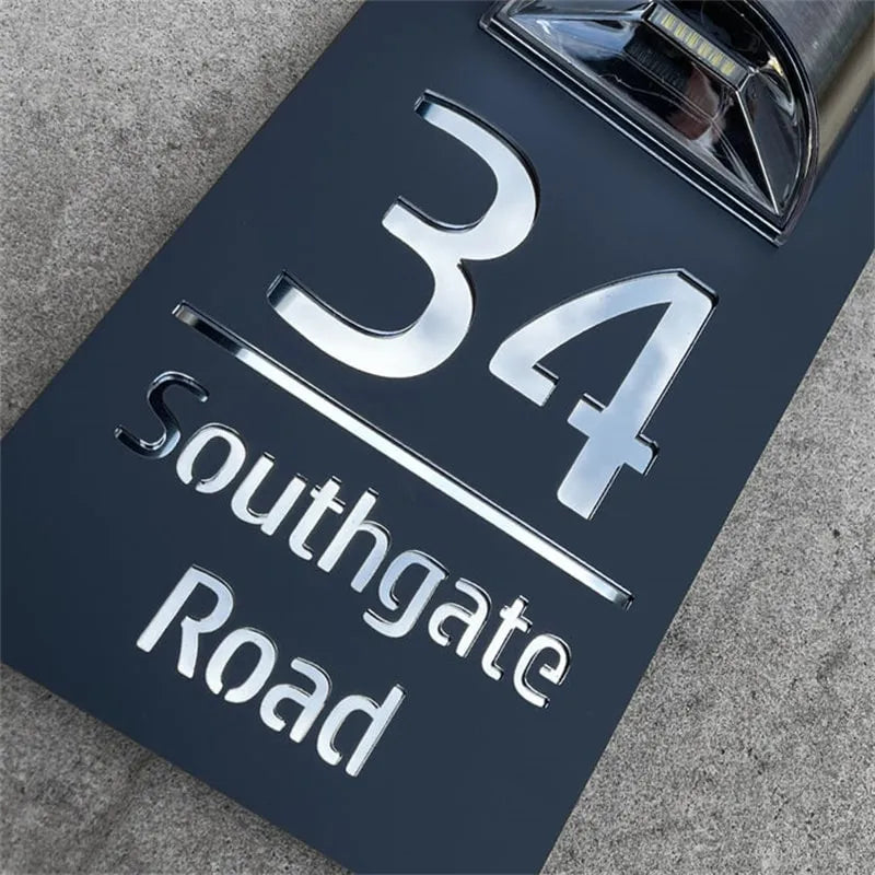 Personalized Engraved LED Solar House Number