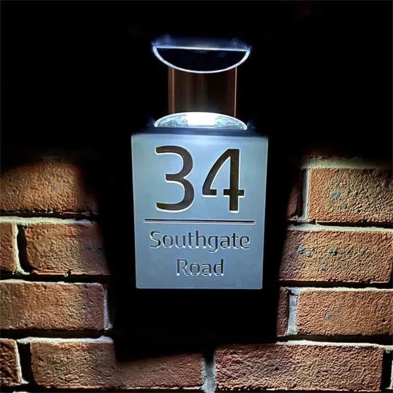 Personalized Engraved LED Solar House Number