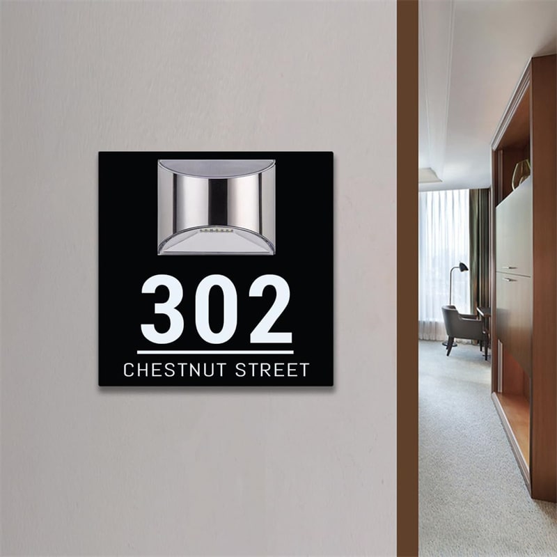 Zonne-energie Huisnummerbord – Personaliseerbaar & Rechthoekig met LED-verlichting