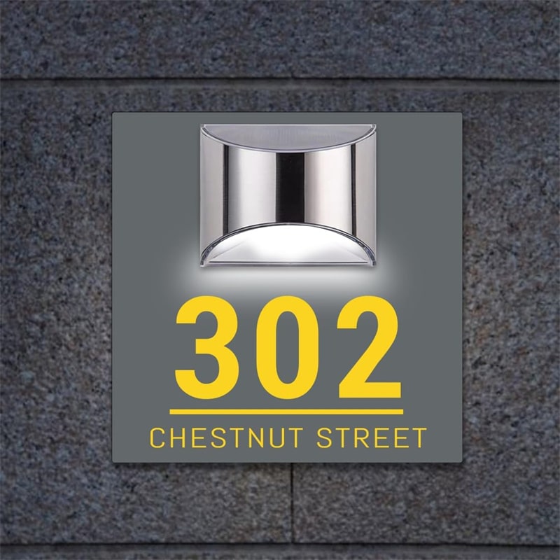 Zonne-energie Huisnummerbord – Personaliseerbaar & Rechthoekig met LED-verlichting