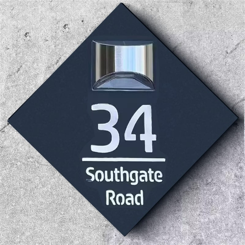 Gepersonaliseerd Diamantvormig Solar Huisnaambord
