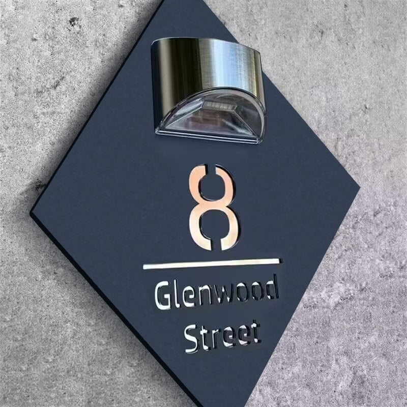 Gepersonaliseerd Diamantvormig Solar Huisnaambord