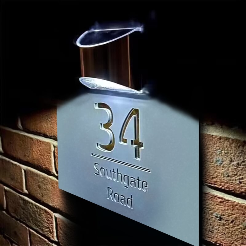 Solar Glow Gepersonaliseerd Huisnummerbord