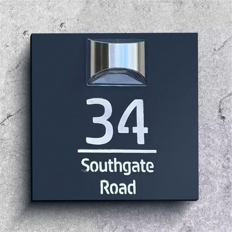 Solar Glow Gepersonaliseerd Huisnummerbord