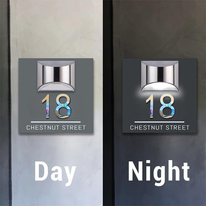 Personalized Rectangular Solar 3D House Number Plaque