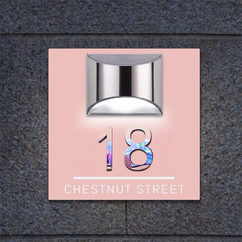 Persoonlijke Rechthoekige Zonne-energie 3D-Huisnummerplaat