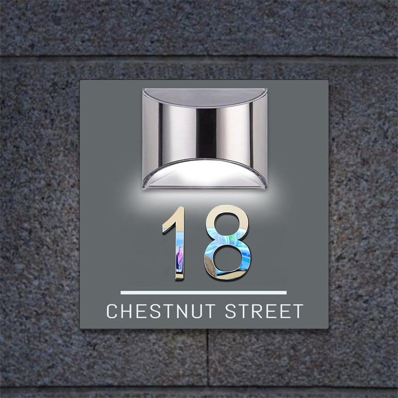 Personalized Rectangular Solar 3D House Number Plaque
