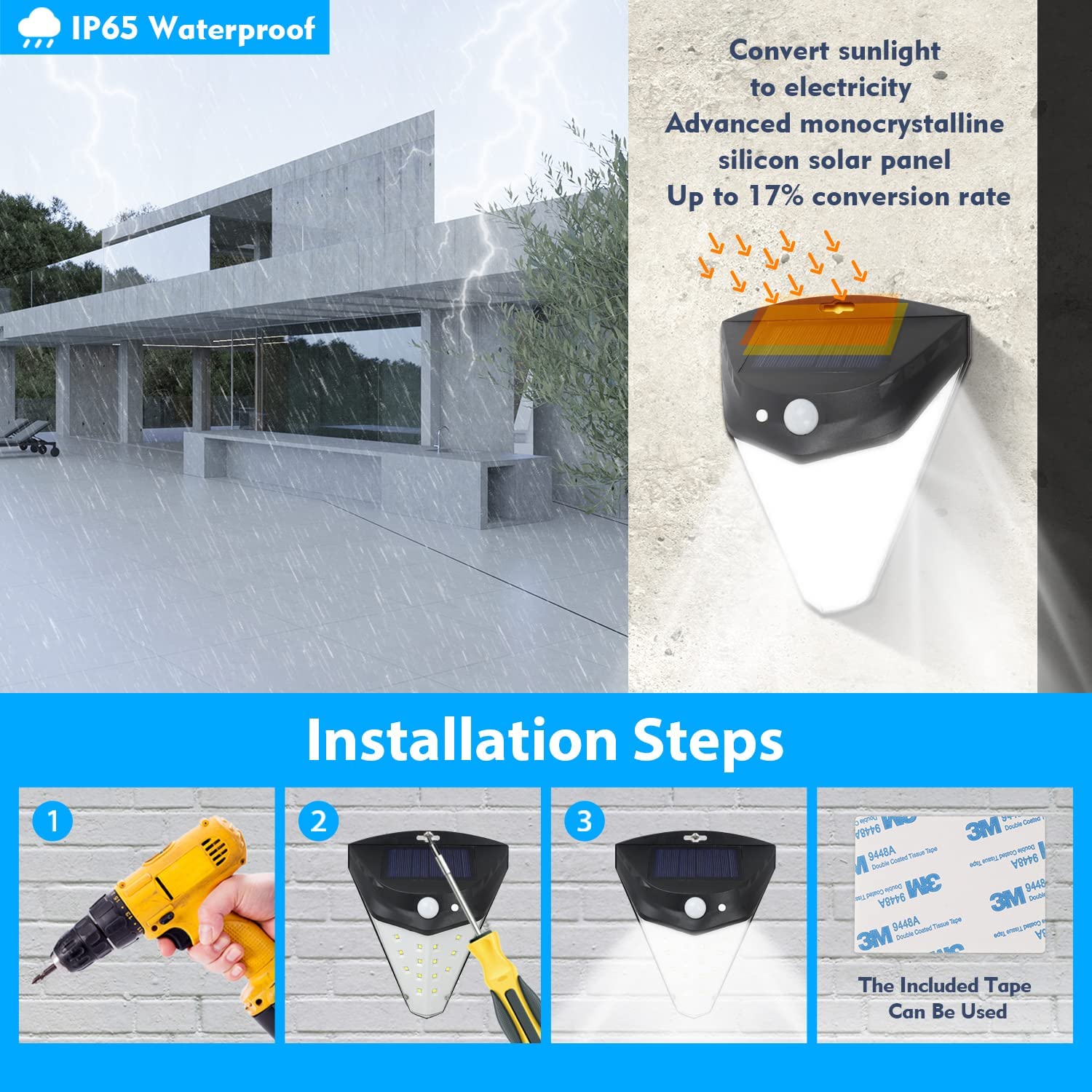 SolarLuxe - Solar Security Lights with 230° Illumination Angle