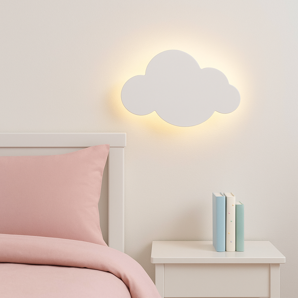 LED-wandlamp met wolkensilhouet en zachte gloed