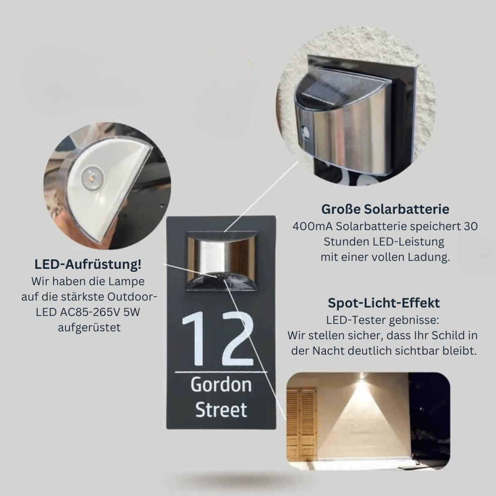 Personalized Engraved LED Solar House Number
