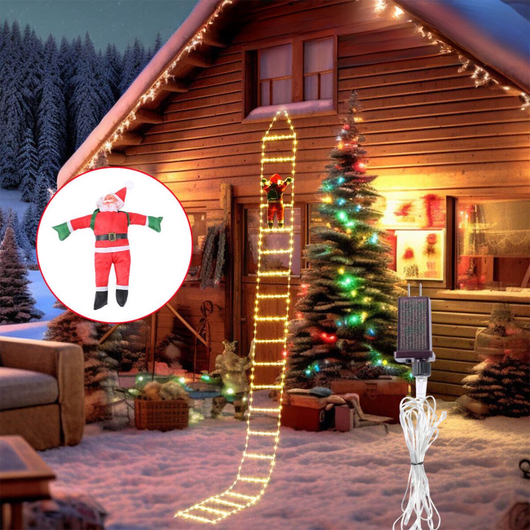 3M Kerstman die ladder beklimt kerstdecoratie