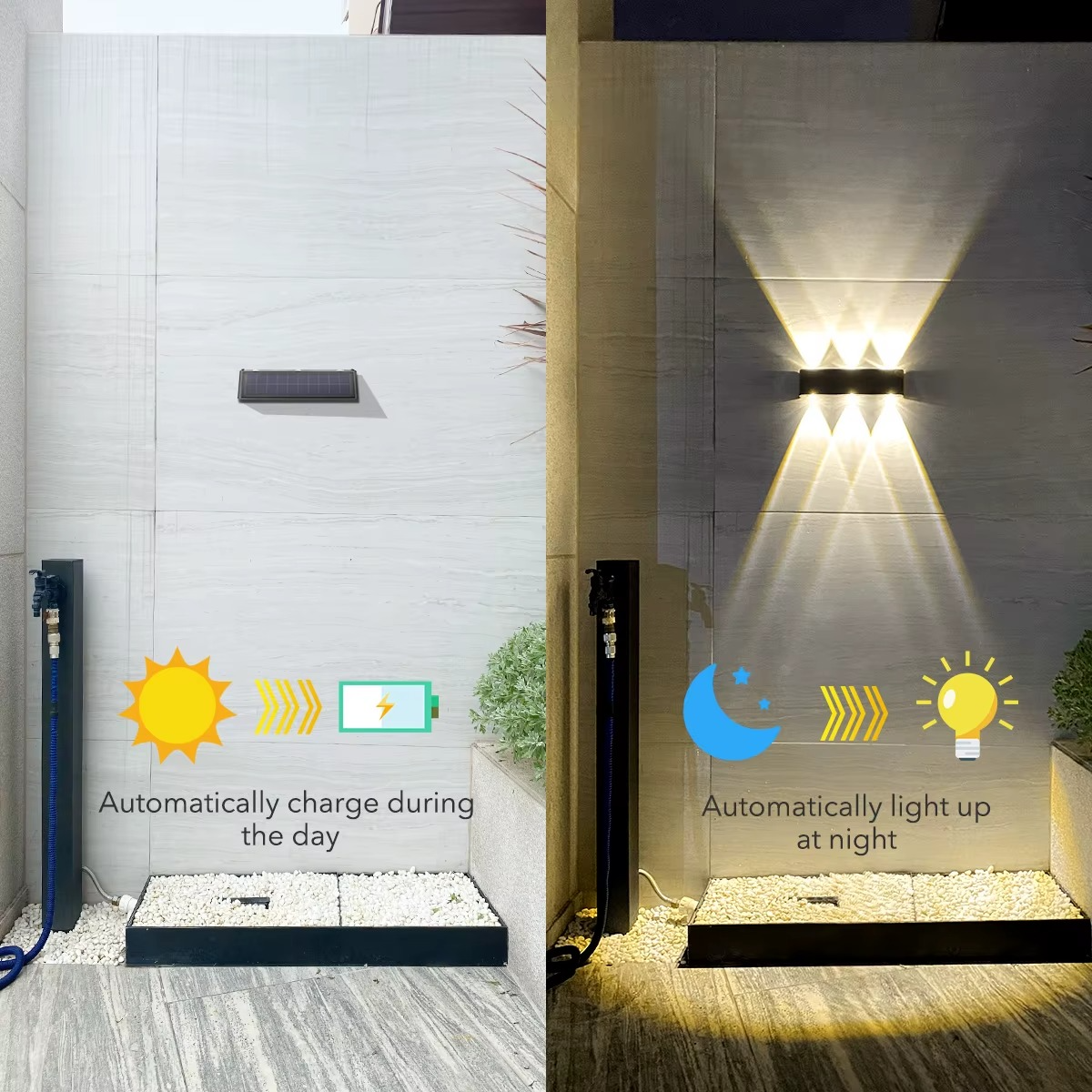 DuoRay - Large Up and Down Solar LED Wall Light