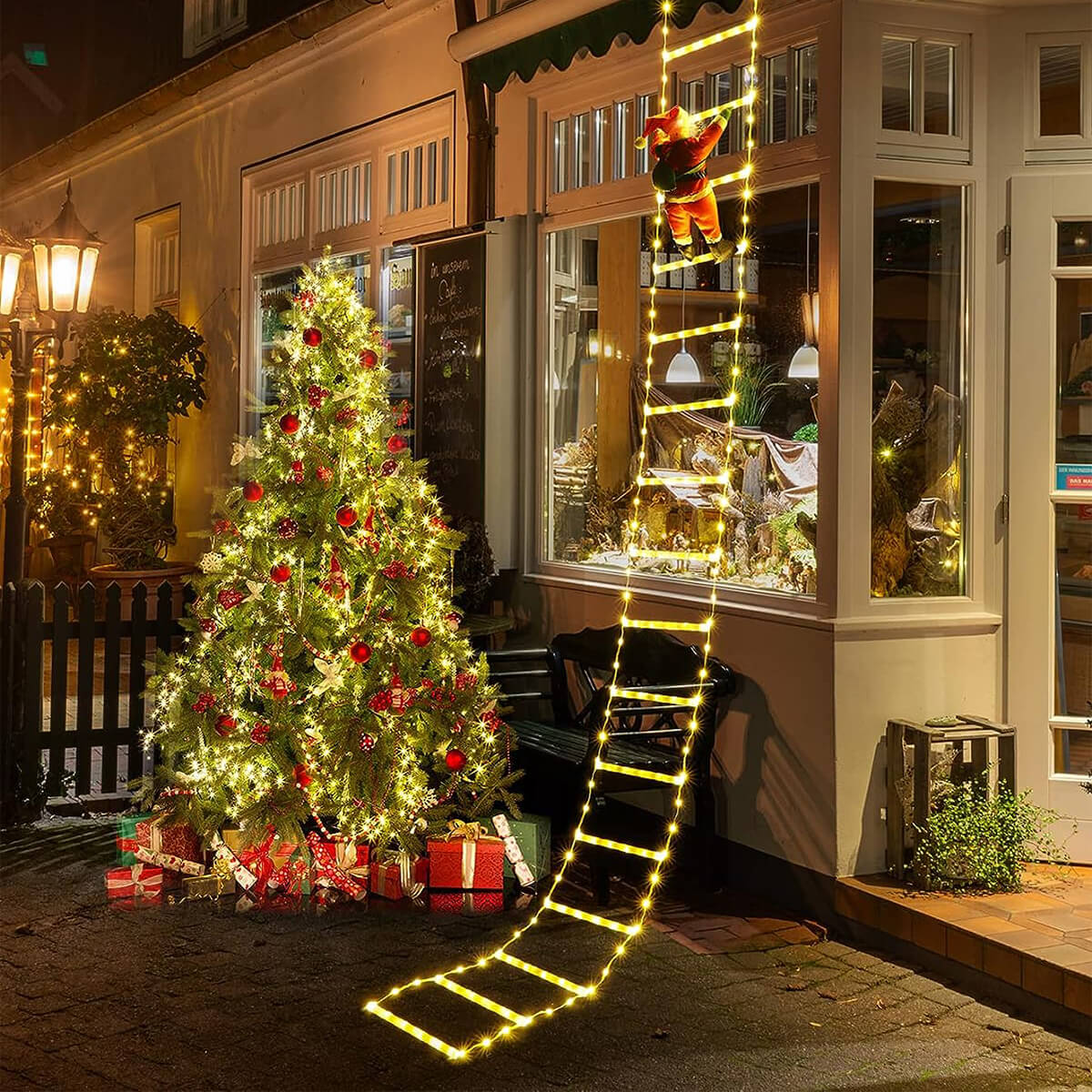 3M Kerstman die ladder beklimt kerstdecoratie