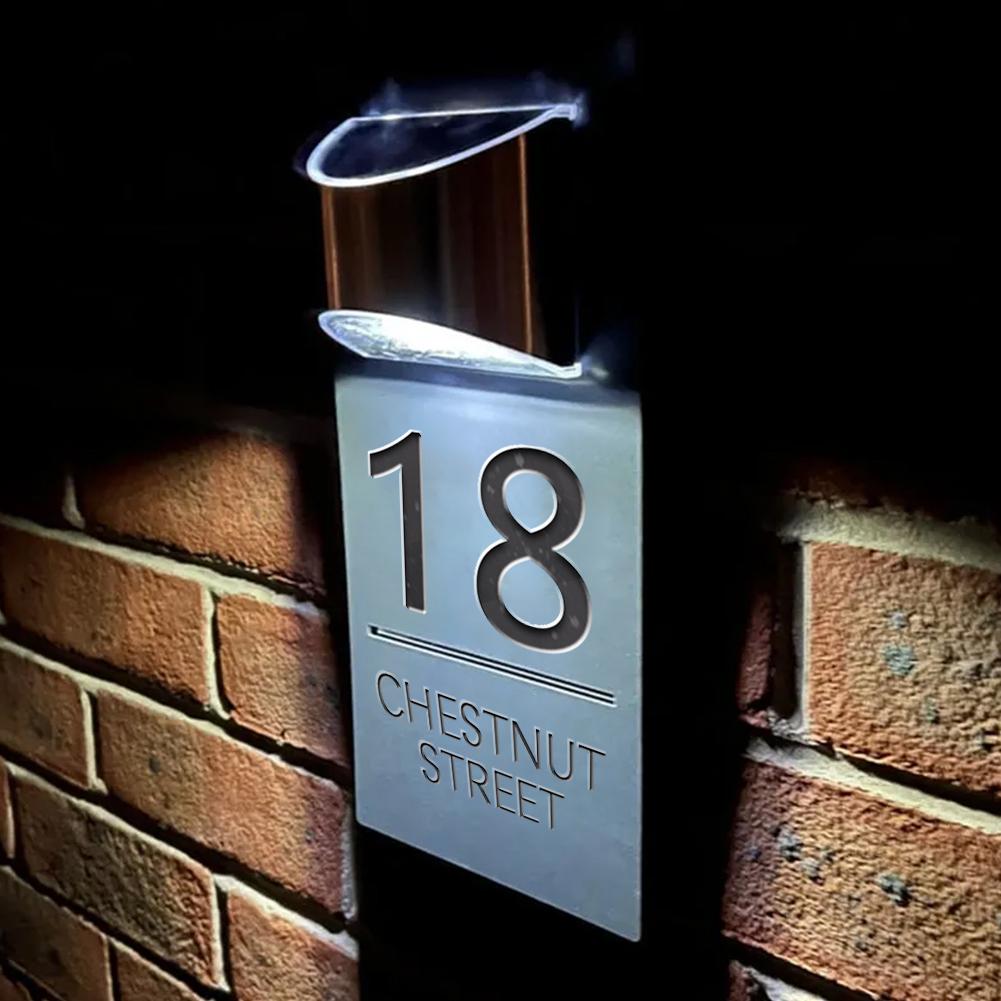 Personalized Engraved LED Solar House Number